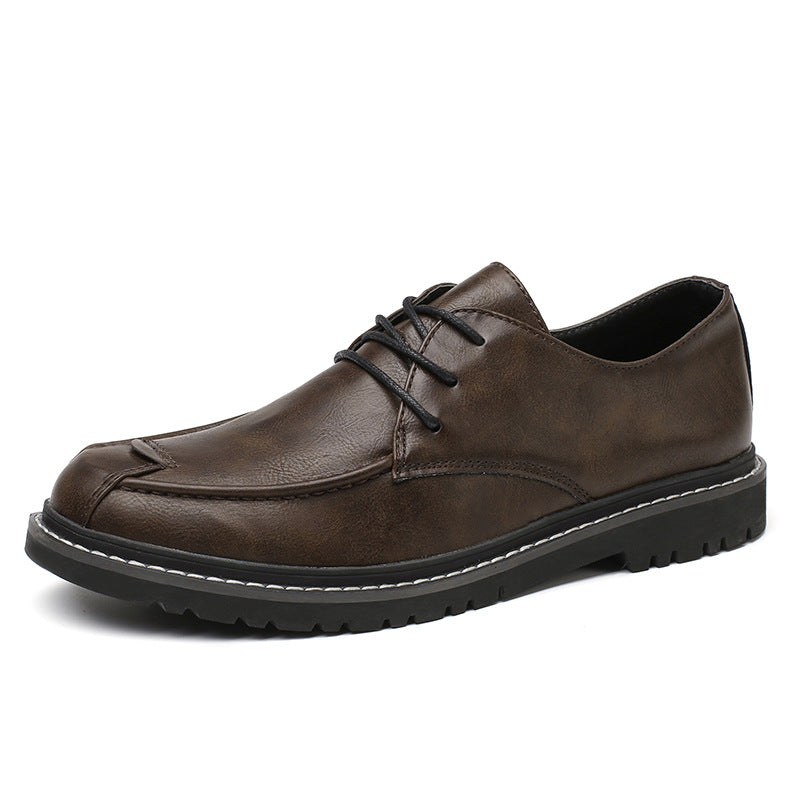 New Korean Style Men's Casual Social Black Small Leather Shoes