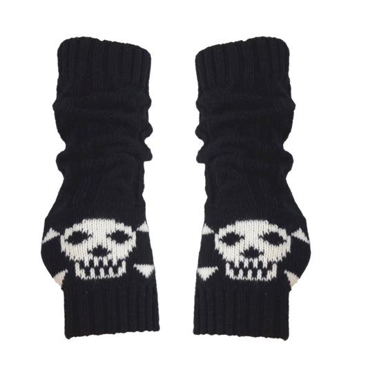 Skull Mid-Length Knitted Warm Half-Finger Gloves