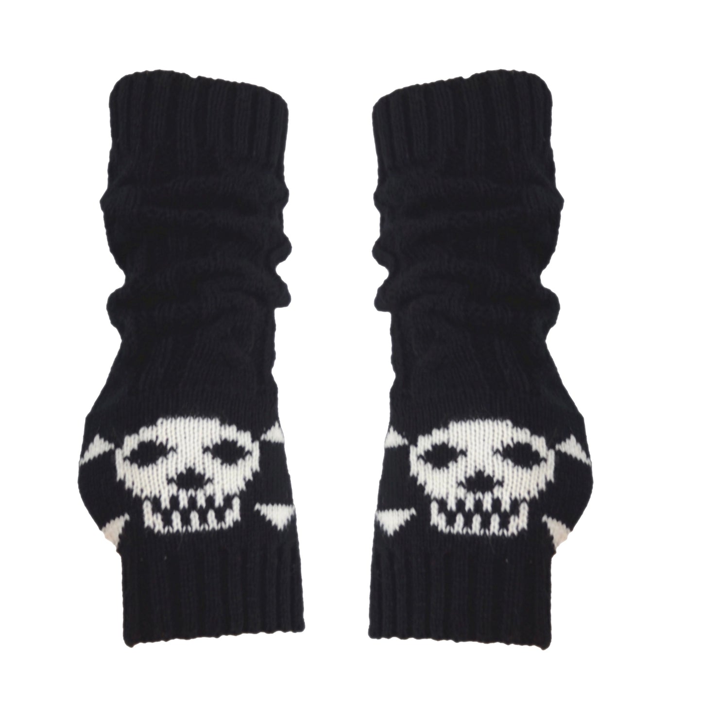 Skull Mid-Length Knitted Warm Half-Finger Gloves