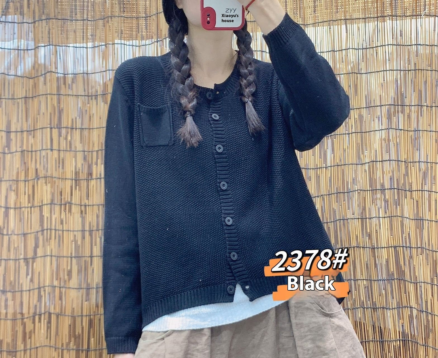 Pure Color Artistic Retro Loose Cardigan Sweater Women