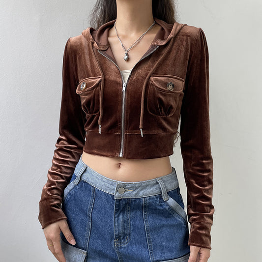 Corduroy American Cardigan Drawstring Waist Jacket