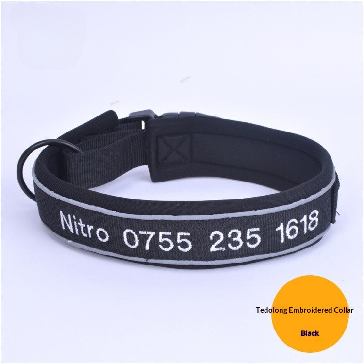 Personalized Embroidered Soft Dog Collar With Anti-Lost Feature
