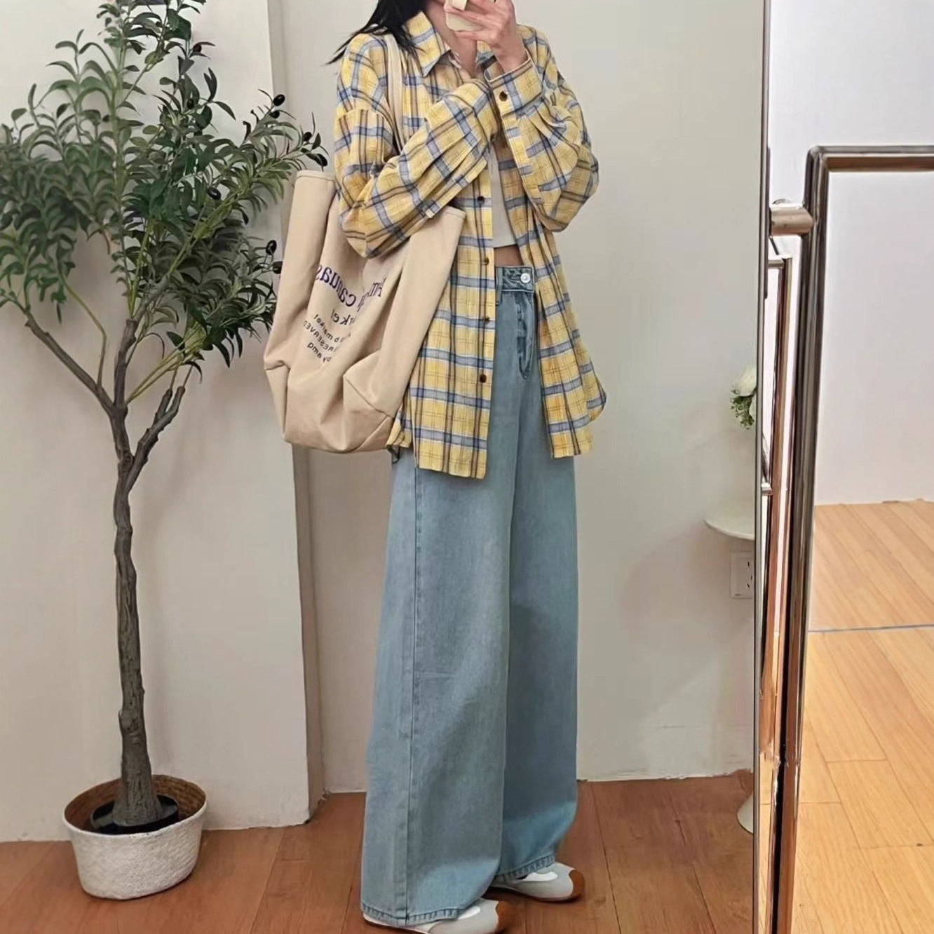 Women's Loose Casual Long Sleeve Plaid Shirt
