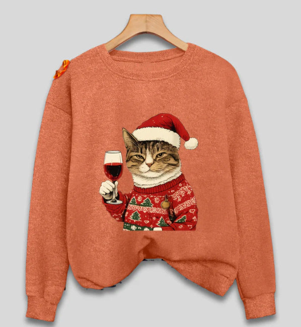 Womens Crew-Neck Pullover Faux-Knit Sweater
