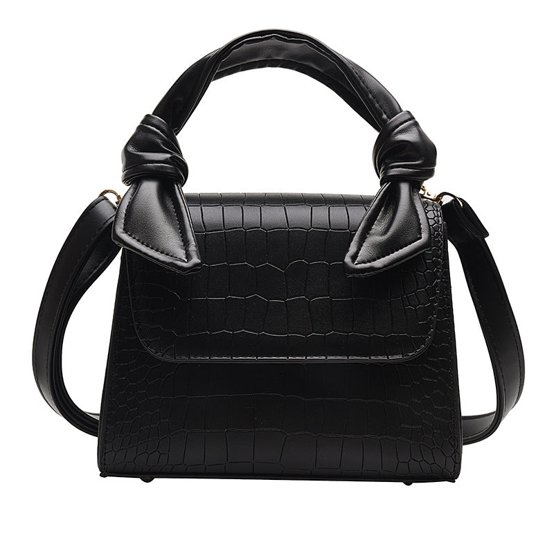 Stone-grained shoulder-slung crossbody bag