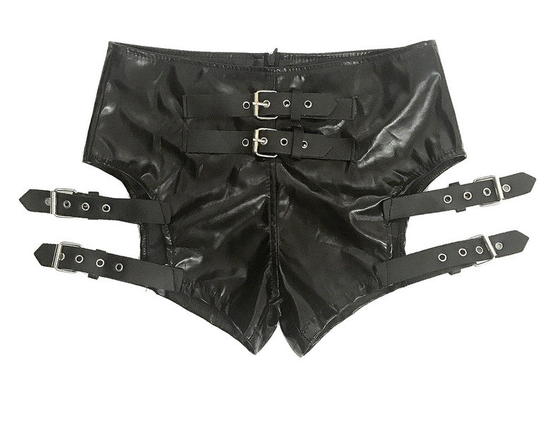 Faux leather stretch shorts