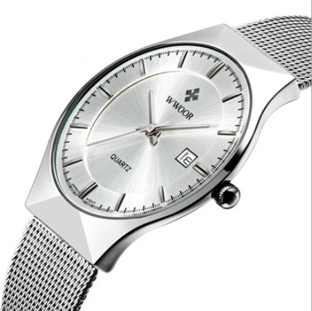 Watch men's net with quartz watch calendar waterproof simple men's watch