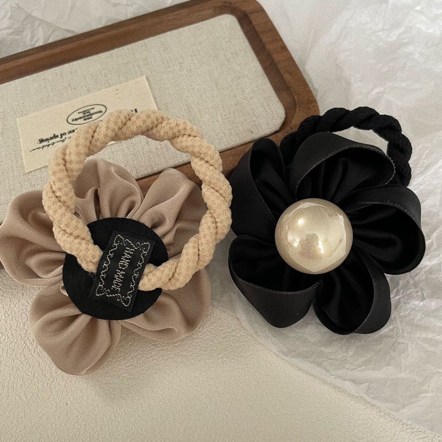 Pearl Handmade Flower Rubber Band Hair Band Simple