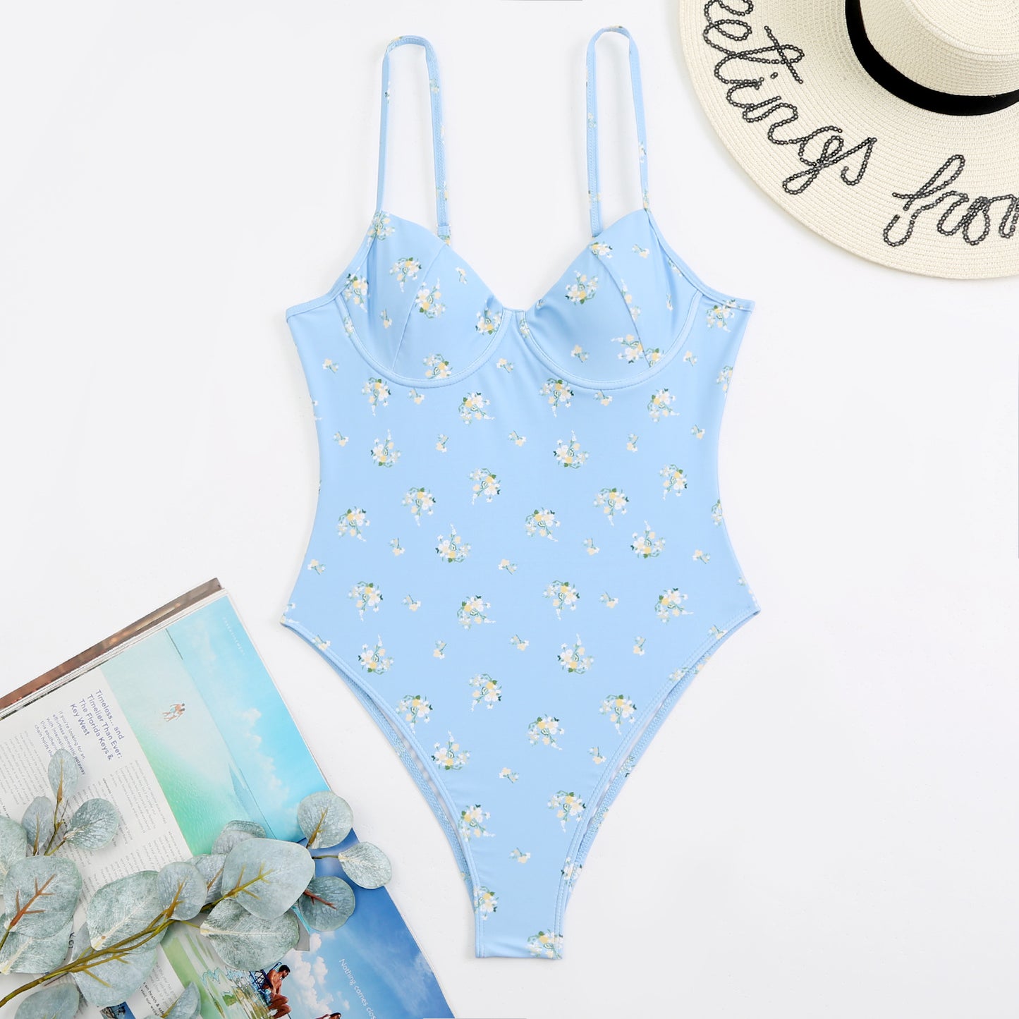 Women's Underwire Floral One Piece Swimsuit