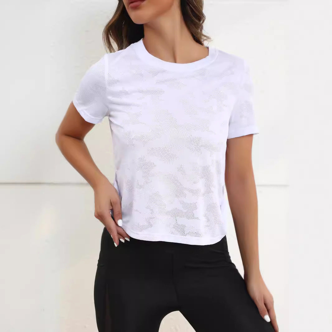 Ice Silk Short Sleeve T-shirt Women's Quick-drying Running Fitness Exercise