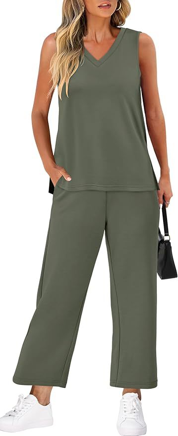 V-neck Vest And Casual Pants Set