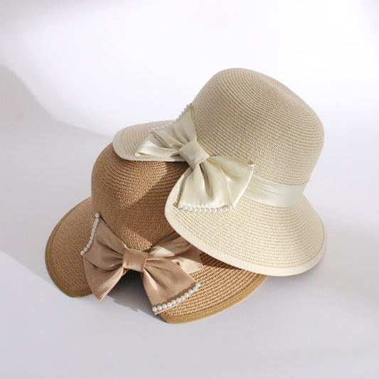 Women's Fashion Pearl Large Eaves Cover Face Sun Protection Fisherman's Hat