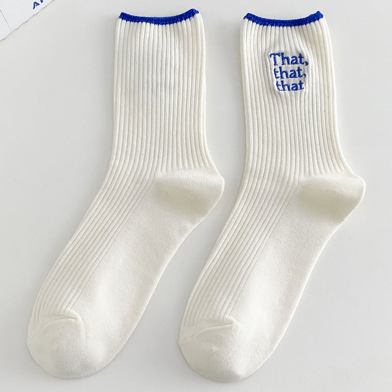 New Women's Cute Letter Embroidery Socks