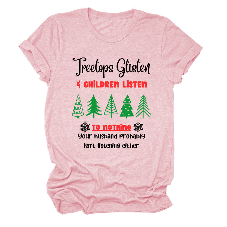Christmas Print Casual Short Sleeve T-Shirt