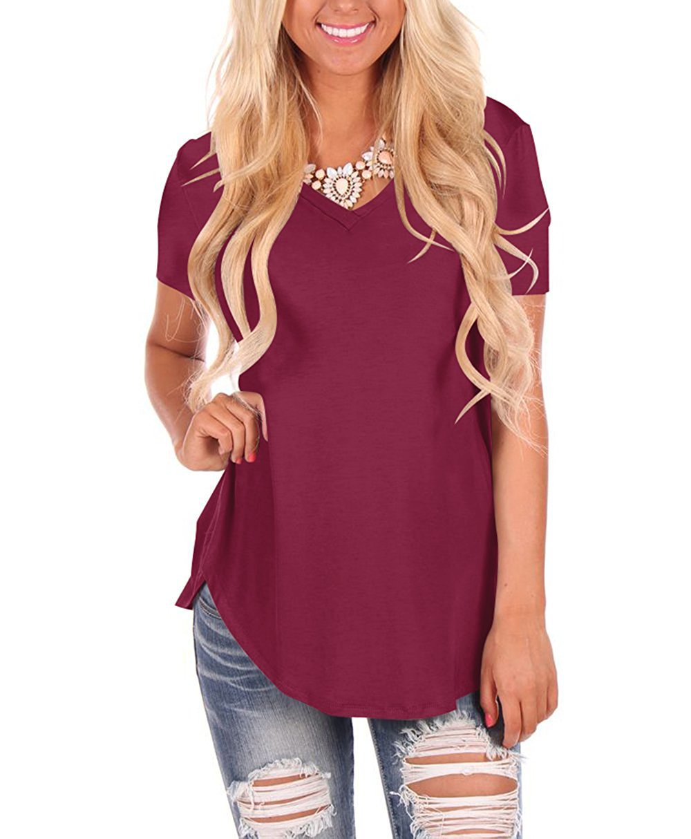 V-neck Knitted Solid Color Top Plus Size Loose Short Sleeve