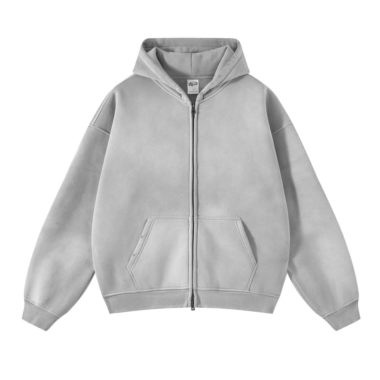 Spray Dyed Washed And Worn Zipper Sweater