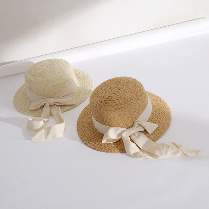 Women's Straw Hat Sunshade And Sunscreen With Ribbon Bow