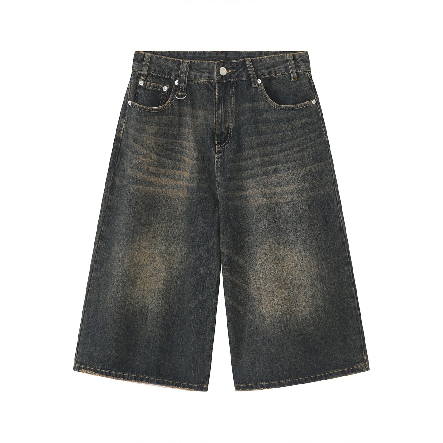 Women's American-style Retro Loose Cropped Denim Wide-leg Pants