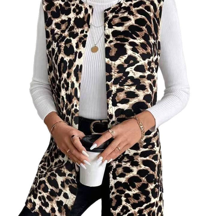 Womens Stylish Casual Leopard-print Jacket