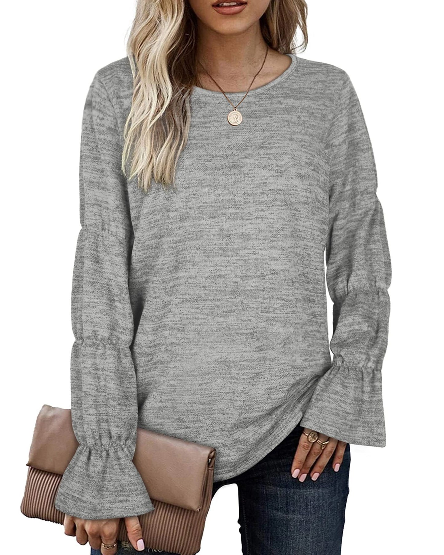 Women's Temperament Commuter Loose Long Sleeve Casual Knit T-Shirt