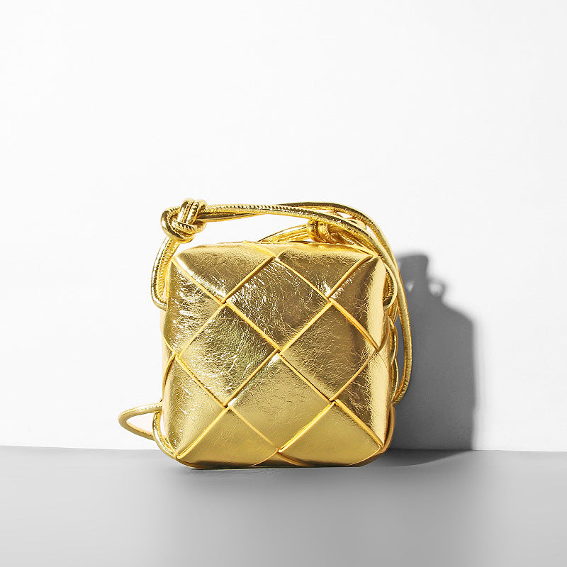 New Woven Box Rhombus Diagonal Bag