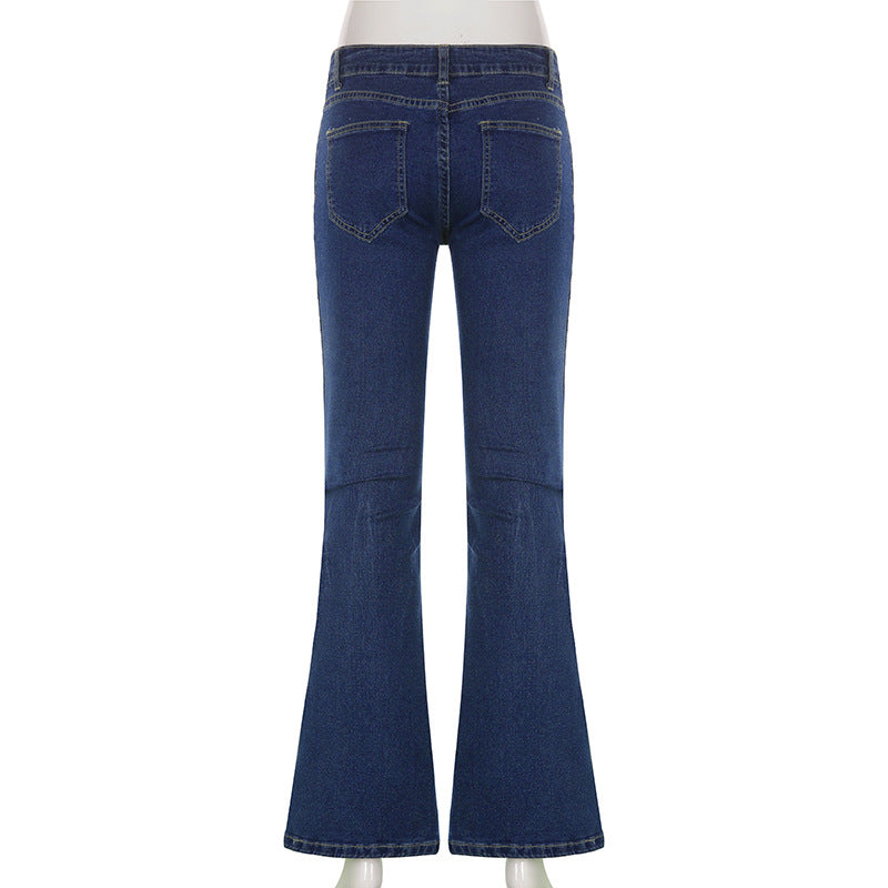 Blue Low Waist Commuter Pants Girl