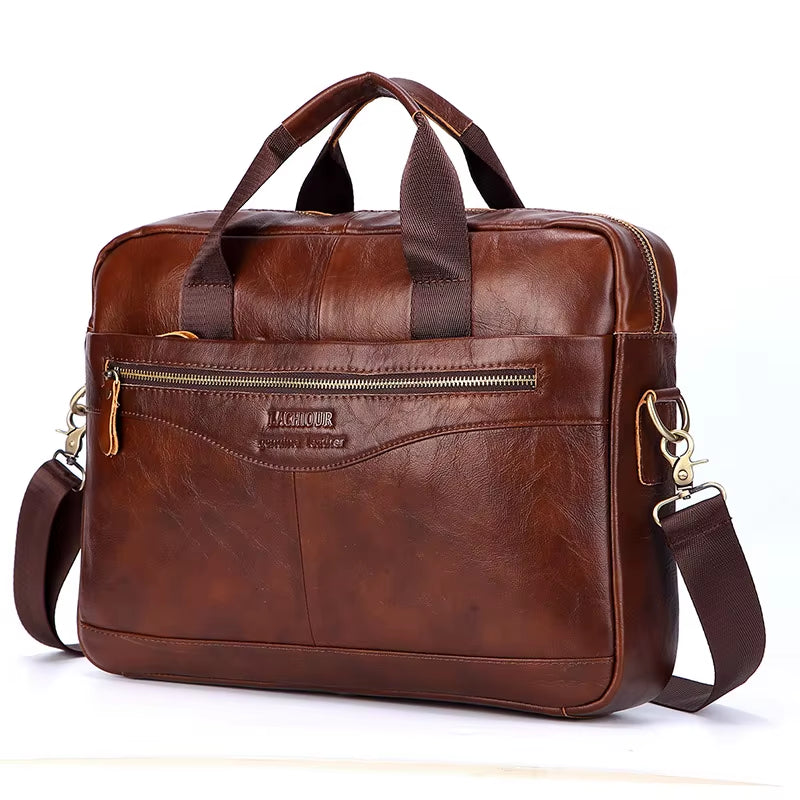 Men's Genuine Leather Messenger Bags for Business and Travel - Casual Laptop Crossbody Shoulder Bags