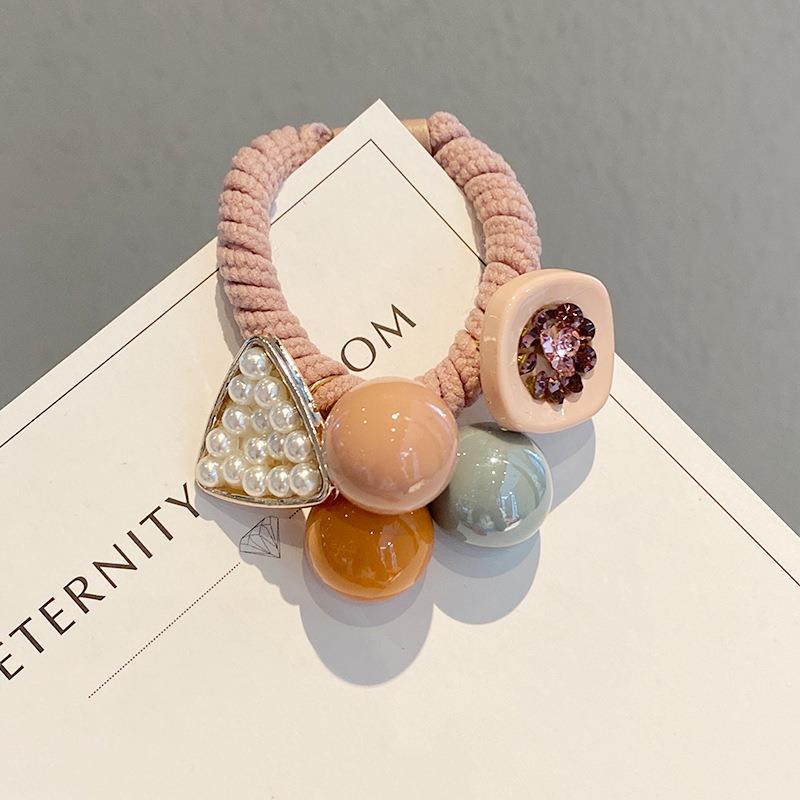Candy colored ball hair rope pearl head rope