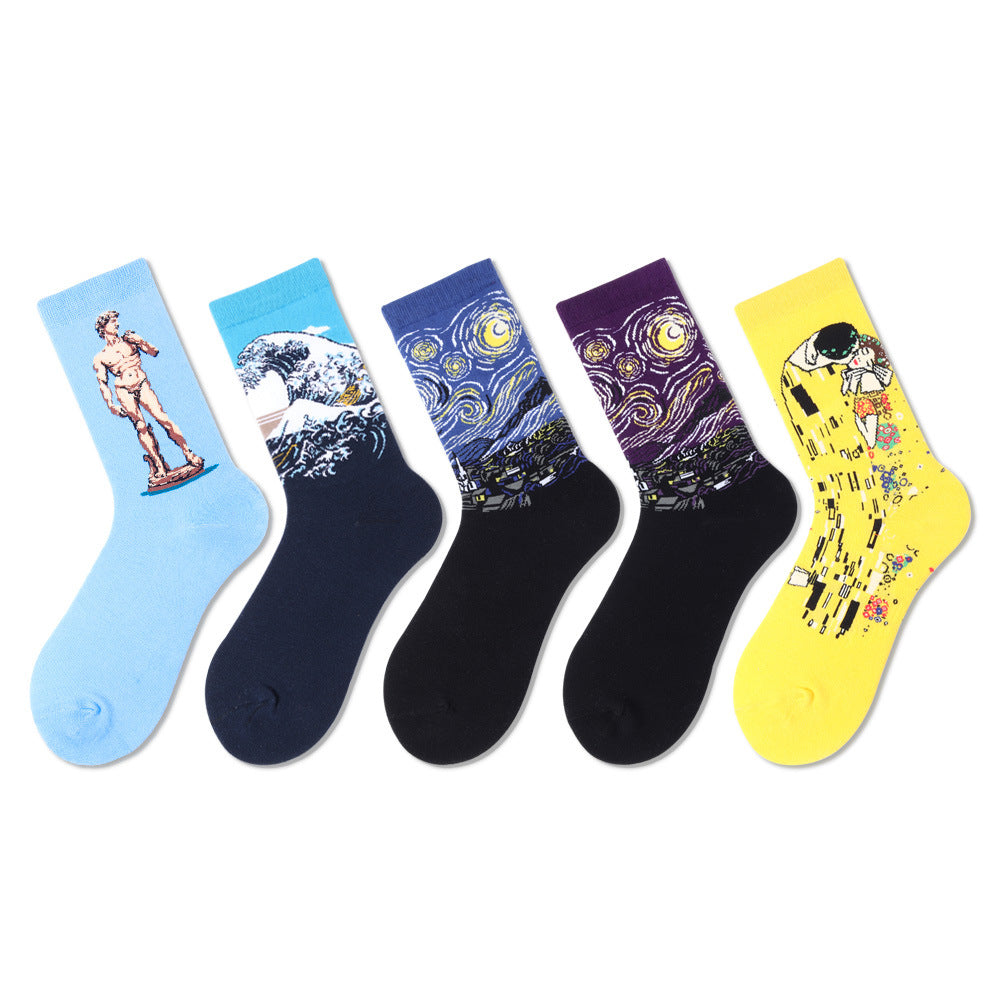 Men's Cotton Personality Creative Illustration Stockings