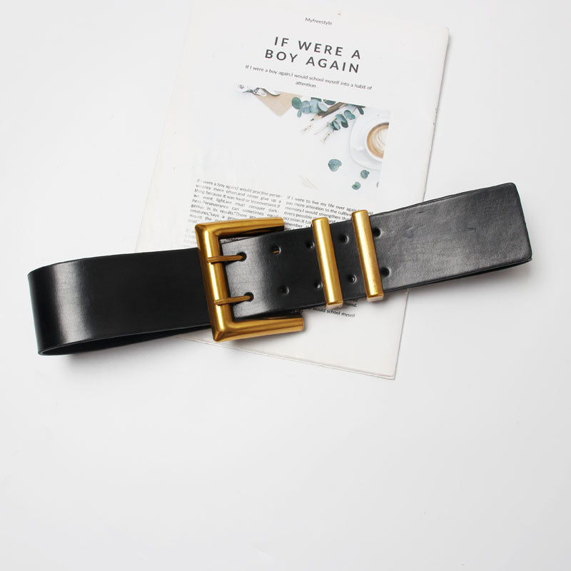 Women's matching skirt leather belt
