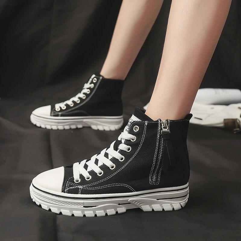 Spring New High-top Canvas Korean Black Martin Boots
