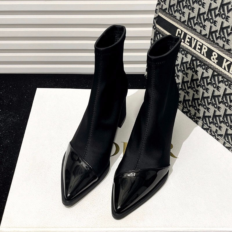 Womens Plus-Size Pointed-Toe Ankle Boots