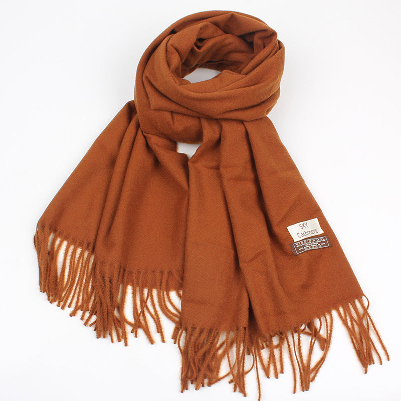 Solid color faux cashmere scarf for warmth