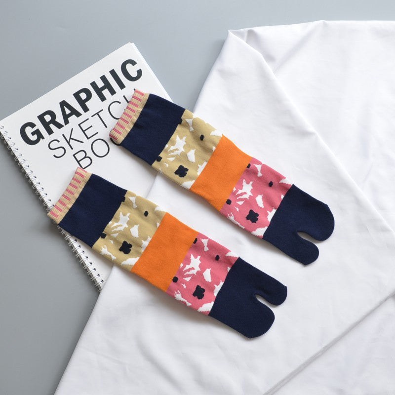 Toe Socks 200-needle Jacquard Combed Cotton For Women