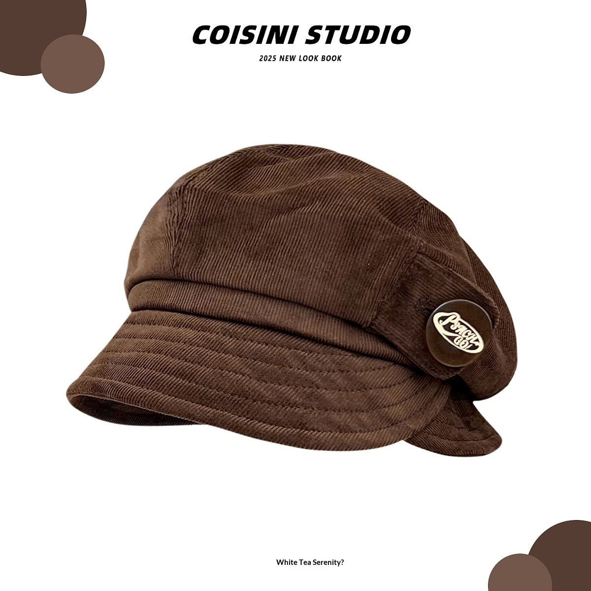 Japanese-style Retro Brown Corduroy Fishermans Hat With A Folded Brim