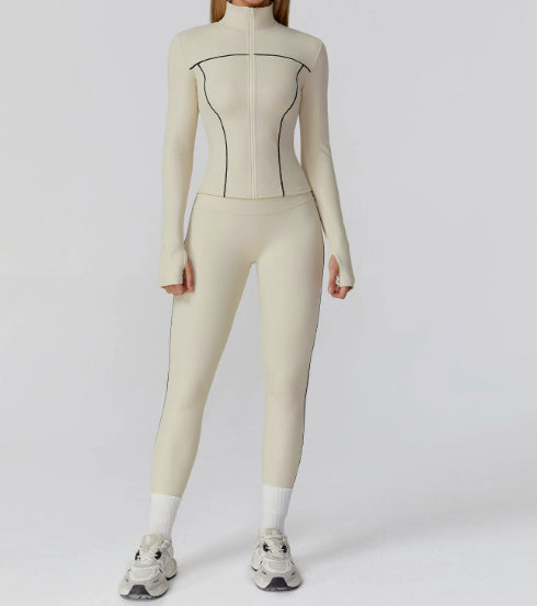 Zipper Slim Fit Yoga Health Sports Three-piece Suit