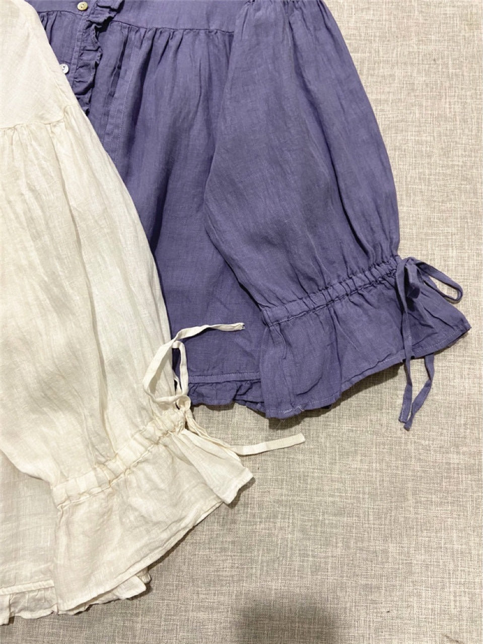 Japanese Style Artistic Linen Wooden Ear Loose Princess Sleeves Shirt