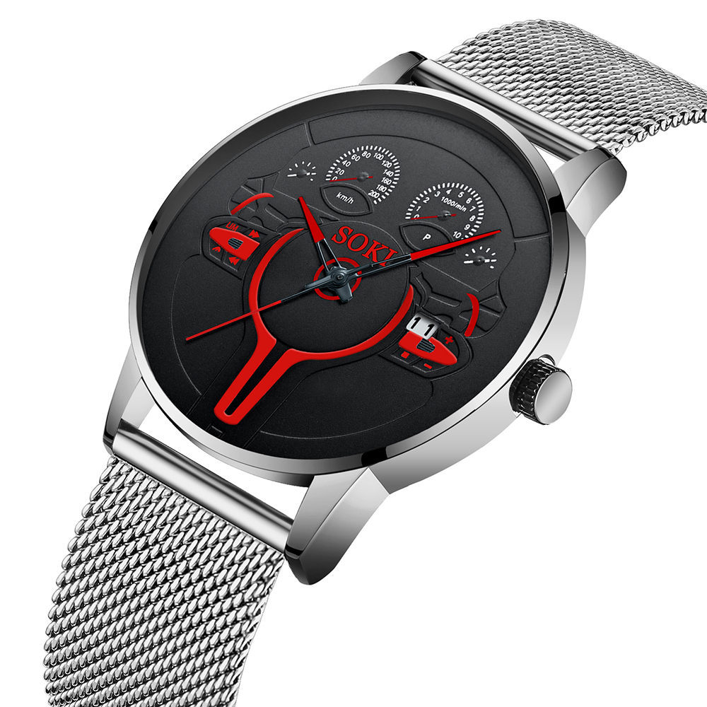 Trendy Retro Student Sports Quartz Watch Steel Strap
