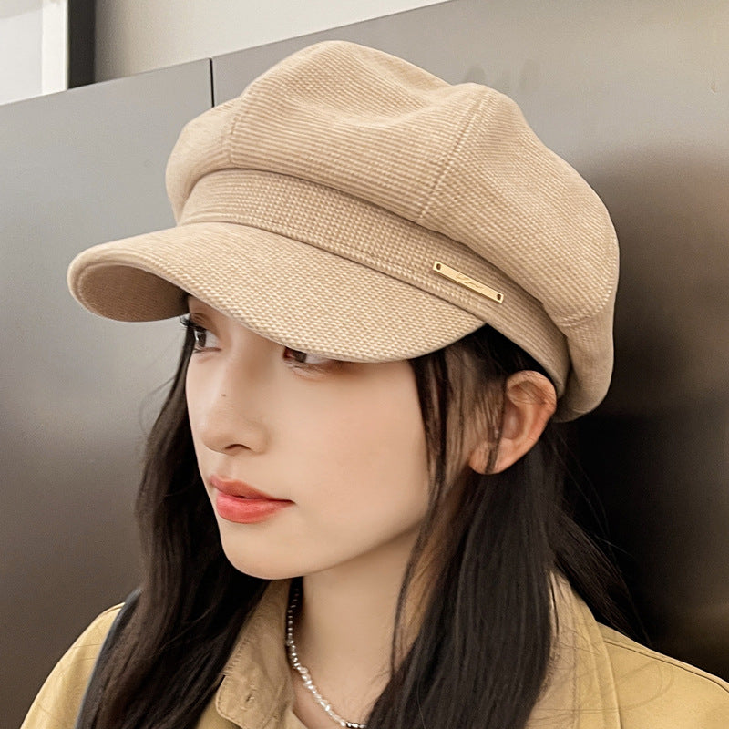 Women's Korean-style All-match Metal Label Peaked Cap