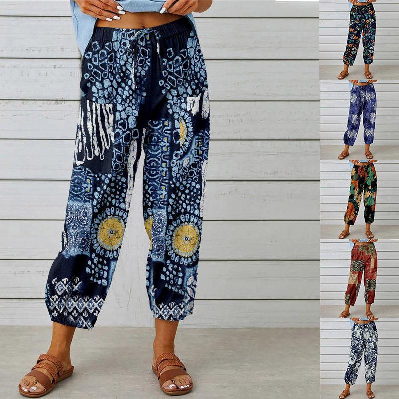 Fashion Floral Print Casual Jumpsuit Lady's Pants