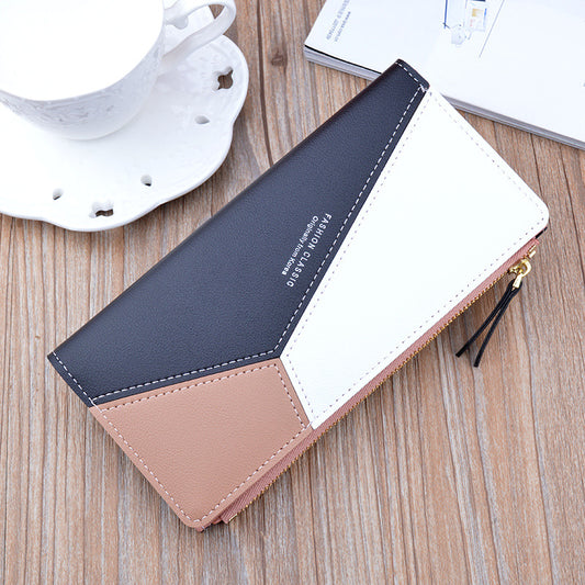 Stitched contrast zip thin wallet