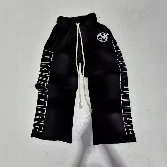 Womens All-Match Casual Loose Drawstring Pants With Letter Print