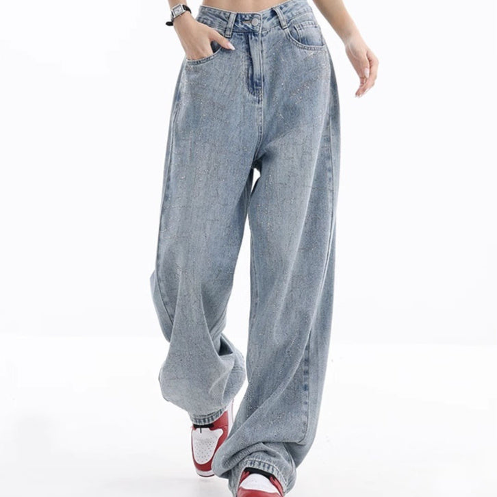 Spring And Autumn New Handmade Hot Drilling Washed Jeans