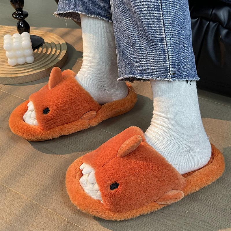 Men's And Women's Autumn And Winter Shark Cotton Slippers Non-slip Warm