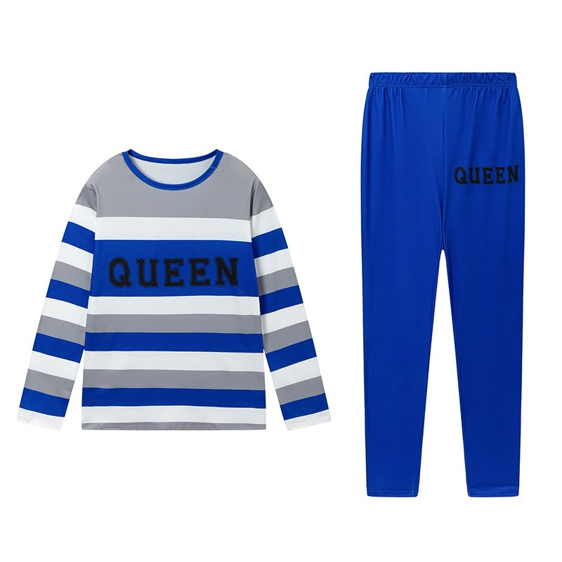 Round-neck Long Pants And Long-sleeve Digital-print Casual Two-piece Set