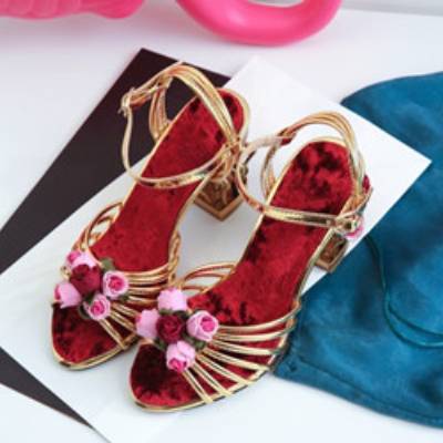 Vintage birdcage hollow high heel flower shoes