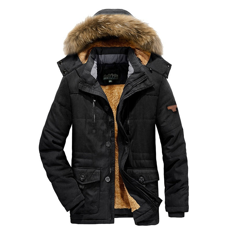 Casual Multi-pocket Hooded Men's Thick Cotton Jacket
