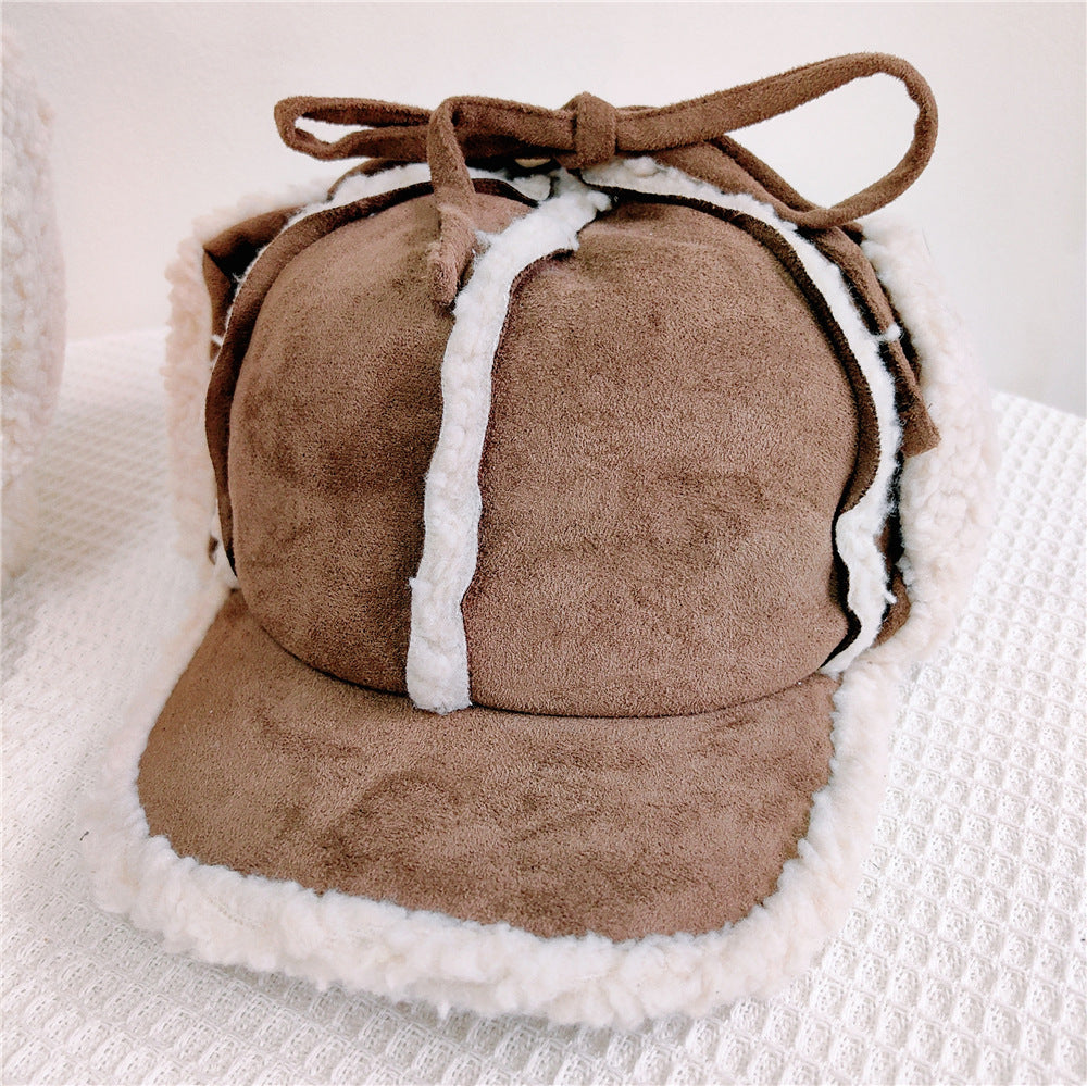 Rope Ushanka Women's Lamb Wool Fleece-lined Thermal And Windproof Cold Protection Earflaps Northeast Hat