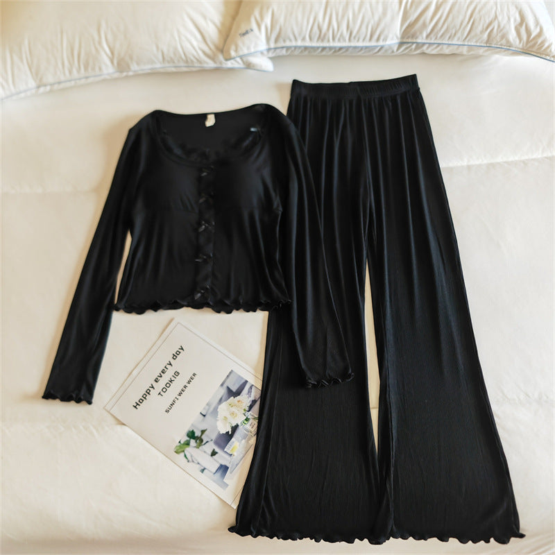 Womens Springautumn Long-sleeve Lightweight Pajama Set