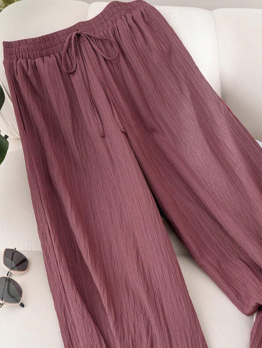 Elastic Waist Wide Leg Pants Cotton Loose Trousers
